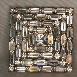 Vintage WEISS Clear Rhinestone Statement Brooch – Pyramid Design